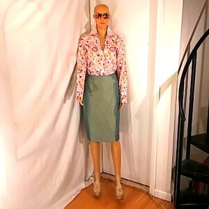 NWOT Tahari Teal 100% Silk Lined Skirt